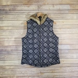 Talbots Women's Vest Fair Isle Navy And White